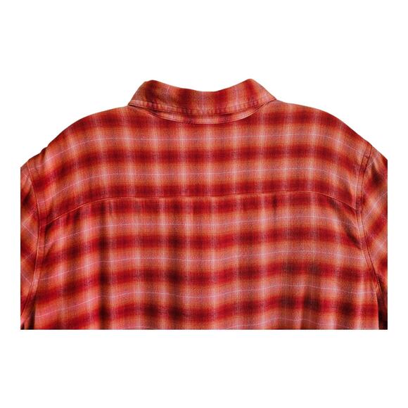EDDIE BAUER Women's XL Flannel Shirt Fleece Lined Button Up Plaid Red Pink 48" - Picture 7 of 8
